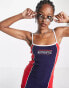 Jaded London strappy bodycon dress with sporty contrast detail in navy and red