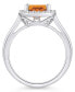 ფოტო #3 პროდუქტის Citrine (2 ct. t.w.) and Diamond (1/4 ct. t.w.) Halo Ring in 14K White Gold