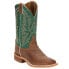 Justin Boots Kenedy Embroidered Calf Square Toe Cowboy Womens Brown, Green Casu