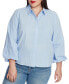 ფოტო #1 პროდუქტის Texture Cotton Blouson Button Down Top