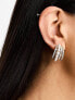 ASOS DESIGN hoop earrings with pearl row in gold tone