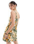 Фото #2 товара Abercrombie & Fitch linen blend mini dress in yellow/green floral print