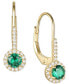 ფოტო #1 პროდუქტის Lab-Created Emerald (3/8 ct. t.w.) & Lab-Created White Sapphire (1/6 ct. t.w.) Leverback Drop Earrings in 14k Gold-Plated Sterling Silver