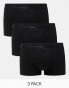 River Island 3 pack ribbed trunks in black