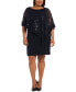 Фото #1 товара Plus Size Sequined Lace Cape Dress