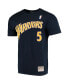 Men's Baron Davis Navy Golden State Warriors Hardwood Classics Stitch Name and Number T-shirt