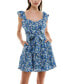 ფოტო #4 პროდუქტის Juniors' Floral Print Ruffled Fit & Flare Dress