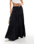 Weekday Nico tiered maxi skirt in black