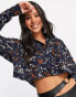 Фото #2 товара Noisy May cropped shirt in navy graphic print