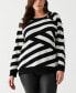 Фото #1 товара Plus Size Patterned Button Trim Long Sleeve Sweater
