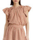 Women's Juni Gingham Ruffled Short-Sleeve Blouse Rust Cream, M - фото #1