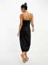 Фото #2 товара River Island cowl neck satin slip midi dress in black