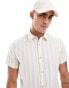 Фото #1 товара Jack & Jones striped short sleeve oxford shirt in beige