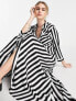 YAS maxi shirt dress in bold stripe - BLACK