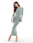 Фото #1 товара Vero Moda Aware textured long sleeved jersey midi dress in pale green