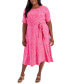 Фото #1 товара Plus Size Dot-Print Fit & Flare Midi Dress