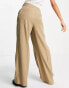 Selected Femme tailored wide leg trousers in tan