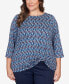 Plus Size Geometric Puff Print Twisted Top