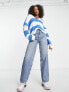 Фото #4 товара ASOS DESIGN Tall jumper with open collar in textured blue stripe