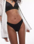 Topshop crinkle high leg bikini bottoms in black