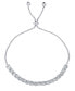 ფოტო #1 პროდუქტის Silver-Plated Cubic Zirconia Tennis Adjustable Bracelet