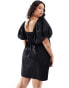 Фото #3 товара ASOS DESIGN Curve puffed sleeve smock mini dress in black