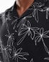 ASOS DESIGN relaxed revere beachy shirt with palm tree print in black Черный, L - Chest 42 - фото #3