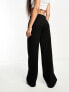 Bershka Petite wide leg slouchy dad tailored trousers in black 44 - фото #3