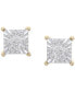 ფოტო #2 პროდუქტის Men's Diamond Cluster Miracle Plate Square Stud Earrings (1/4 ct. tw) in Sterling Silver