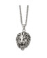 Antiqued Small Lion Head Pendant Curb Chain Necklace