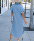 ფოტო #3 პროდუქტის Women's Denim Short Sleeve Button Down Cover Up Dress