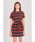 Фото #2 товара Women's Contrast Stripe Knit Mini Dress
