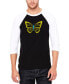Фото #1 товара Men's Raglan Baseball 3/4 Sleeve Butterfly Word Art T-shirt