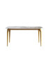 Фото #10 товара 63" Modern Artificial Stone Pandora White Curved Golden Metal Leg Dining Table -6 People