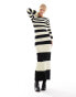 Фото #4 товара Pretty Lavish striped slash neck midaxi dress in black and beige