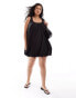 Фото #1 товара ASOS DESIGN Curve mini puffball dress in black