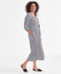 Фото #2 товара Women's Printed V-Neck Blouson-Sleeve Dress, Created for Macy's