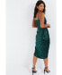 Women's Cowl Strappy Sequin Ruched Midi Dress