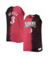 Фото #2 товара Men's Allen Iverson Red and Black Philadelphia 76ers Profile Tie-Dye Player Tank Top