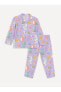 Polo Yaka Uzun Kollu Desenli Kız Bebek Pijama Takımı