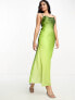 Miss Selfridge cowl back satin maxi dress in green ombre