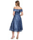 Фото #2 товара Women's Floral Mesh Off-The-Shoulder Midi Dress