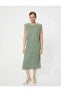 Midi Vatkalı Elbise Rahat Kesim Cep Detaylı Vatkalı Modal Karışımlı
