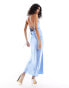 Фото #4 товара Forever New tie back satin slip maxi dress in blue