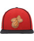 Фото #3 товара Men's Red, Black Miami Heat Heritage Leather Patch Snapback Hat