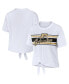 Women's White Purdue Boilermakers Striped Front Knot Cropped T-shirt Белый, 2XL - фото #2