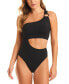 Фото #1 товара Women's Waist-Cutout Asymmetrical One-Piece Swimsuit