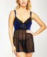 Фото #3 товара Venetian Lace and Satin Babydoll 2pc Lingerie Set, Online Only