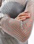 Фото #4 товара Amy Lynn Bethan rhinestone stretch net top co-ord in silver