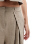 Фото #2 товара Vero Moda Aware textured pleated wide leg trouser co-ord in taupe grey melange